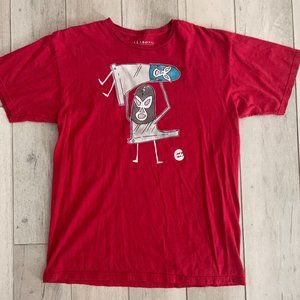 Billabong Red T-Shirt Lucha Libre Luchador Fins Wrestling Wrestler Men's Size L